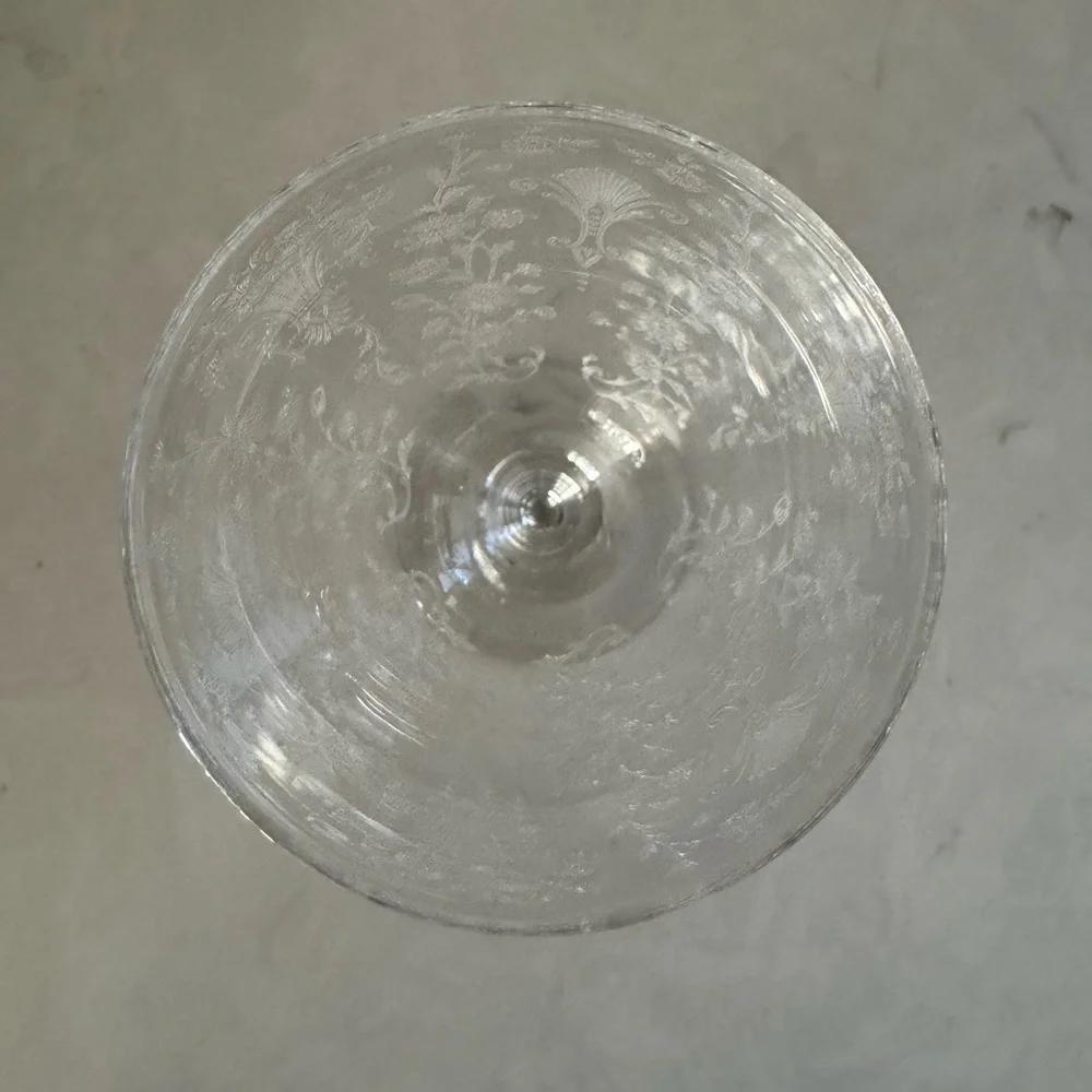 Duncan&Miller First Love Wine Goblet 6 3/4” Vintage Floral Etched Set of 3 - Picture 5 of 10